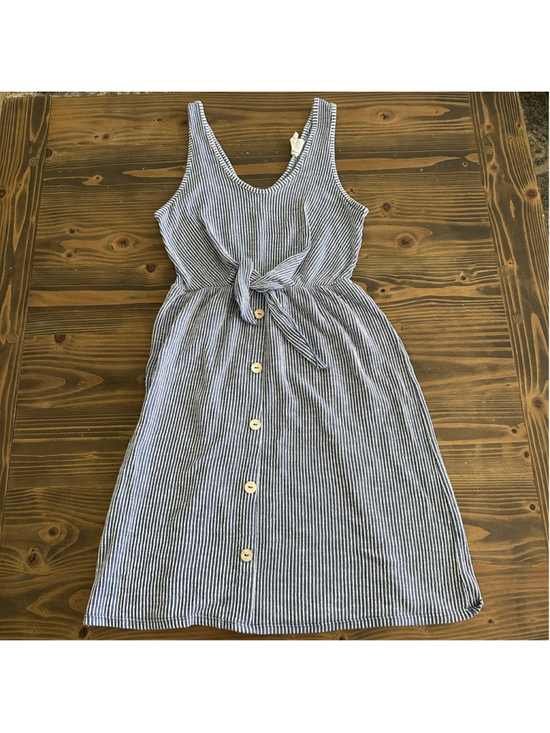 Caution To The Wind Dresses & Skirts - Caution to the Wind Dress Women’s S Blue White Stripe Seersucker Midi Tie Front